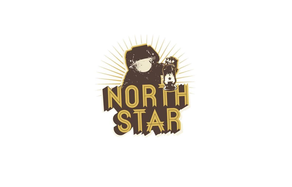 Brand logo reading 'NORTH STAR' in bold gold letters, with a dark hooded figure holding a lantern and a radiant sunburst behind it.