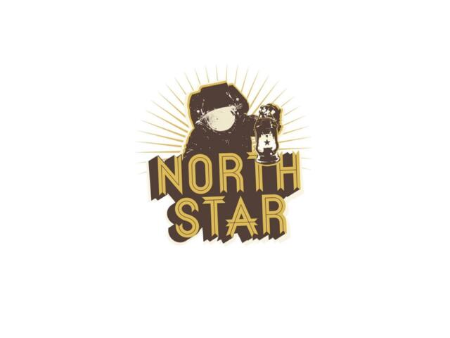 Brand logo reading 'NORTH STAR' in bold gold letters, with a dark hooded figure holding a lantern and a radiant sunburst behind it.