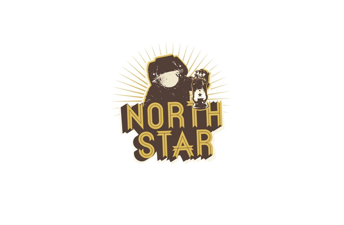 Brand logo reading 'NORTH STAR' in bold gold letters, with a dark hooded figure holding a lantern and a radiant sunburst behind it.