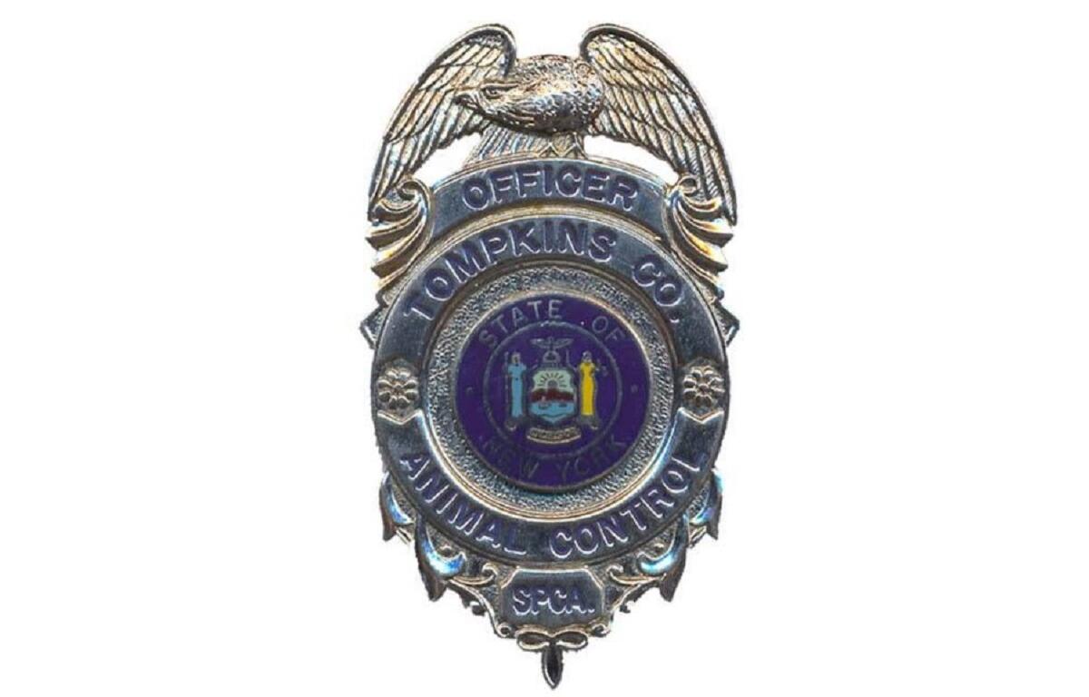 Animal control officer badge: State of New York insignia with an eagle and decorative shield marker, labeled 'Officer' and 'Animal Control' on the badge.