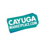 Logo for CayugaMarketplace.com in teal with white bold text reading 'CAYUGA MARKETPLACE.COM'